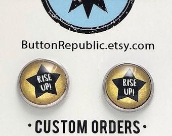 Rise Up Post Earrings Gold and Black Star Studs Broadway Musical Jewelry Stud Earrings