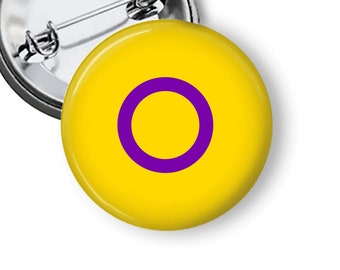 Intersex Flag Pin LGBTQIA Buttons Three Sizes Pinback Button and Fridge Magnet  B237