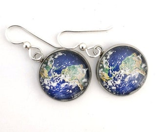 Planet Earth Jewelry Planet Dangle Earrings Earth Earrings Earth Day Earrings Save the Planet