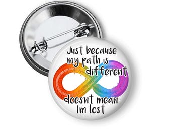 Neurodiversity Infinity Rainbow Pin: Different Path Magnet