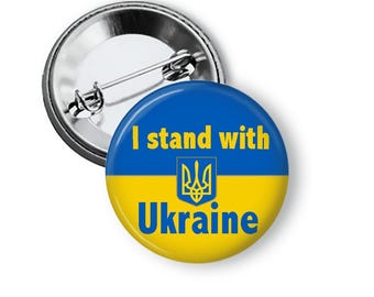 I Stand with Ukraine, Support Ukraine Buttons and Magnets B156