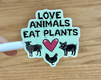 Vegan Stickers Love Animals Eat Plants Vegetarian Stickers For Phones Laptops Bottles S208