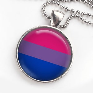 LGBTQ Jewelry and Gay Pride Pendants Bisexual Pride Flag Necklace Adjustable Length
