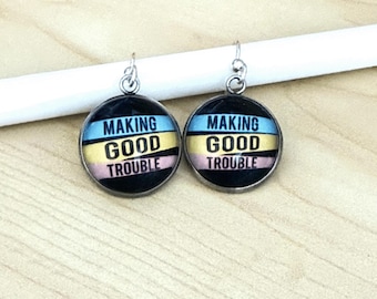 Good Trouble Earrings, Political Jewelry, Leftist Earrings