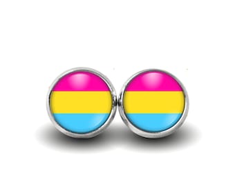 Pansexual Stud Earrings, Pan Flag, Pansexual Flag, Pansexual Jewelry, LGBTQ Earrings, Gay Pride Earrings, Post Earrings