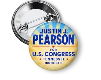 Justin J. Pearson For Congress Button,, Tennessee District 9 Campaign Pin, Progressive Democrat Election Buttons Magnets B257