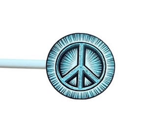 Peace Sign Sticker, No War Decal Turquoise and Blue Peace Symbol For Laptop Bottles Phones S154