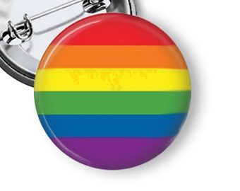 LGBTQ Gay Pride Rainbow Flag Pin Pinback Button 3 Sizes Bulk Prices and Fridge Magnet B76