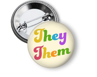 They Them Colorful Pronoun Pins Magnets Badges B301