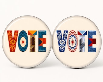 Vote Button, Get Out the Vote Pin, Election Campaign Button, Democracy Gift, Political Pins and Magnets B396