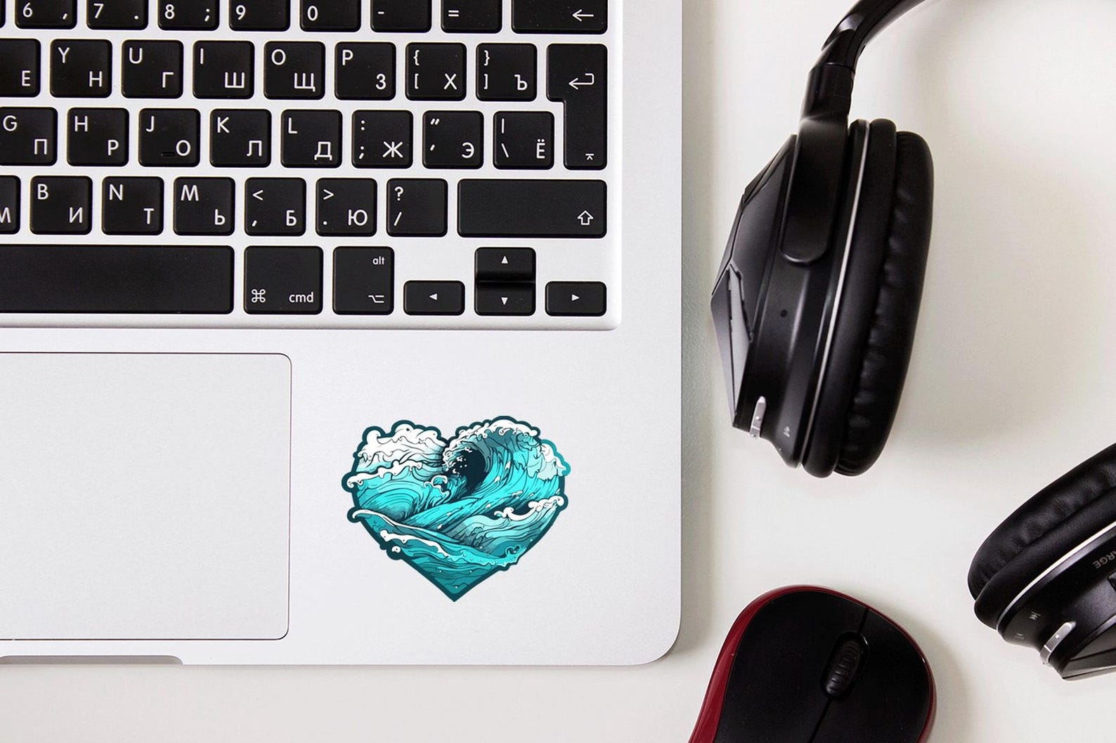 Ocean Sticker: Beachy Ocean Heart Decal for Laptop, Water Bottle, Phone ...