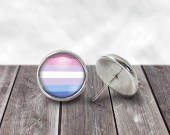 Bigender Flag Stud Earrings: Stainless Steel LGBTQ Pride Jewelry