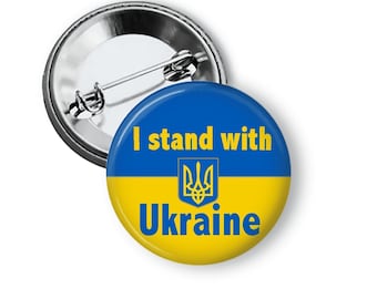 I Stand with Ukraine, Support Ukraine Buttons and Magnets B156