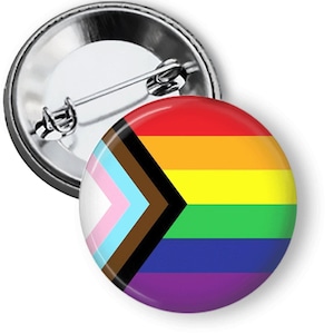 Trans Inclusive Pride Flag Pin: LGBTQ Rainbow Buttons and Fridge Magnets B239