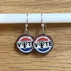 Vote Earrings: Stainless Steel Feminist Symbol Dangle Earrings