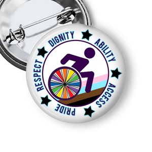 LGBTQ Disability Gay Pride Rainbow Flag Transgender Inclusive Pin Pinback Button  B127