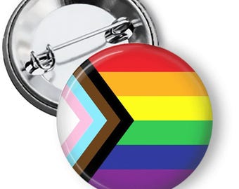 Trans Inclusive Pride Flag Pin: LGBTQ Rainbow Buttons and Fridge Magnets B239