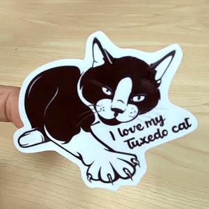 Cute Cat Sticker Tuxedo Cat Lovers Tuxie Black and White Cat Sticker For Laptop Bottle or Phone S64