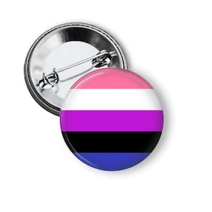 Gender Fluid Flag Pinback Button: LGBTQ Pride Pins or Magnet B509