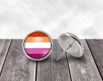 LGBTQ Lesbian Pride Flag Stud Earrings