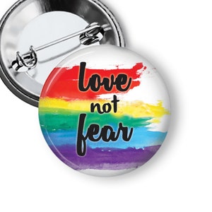 Love not Fear LGBTQ Rainbow Pride Pin Pinback Button Badge Flair B73