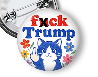 Funny Anti Trump Button, Retro Political Protest Pin, Cute Resist Cat Button, Progressive Activist Accessory B9