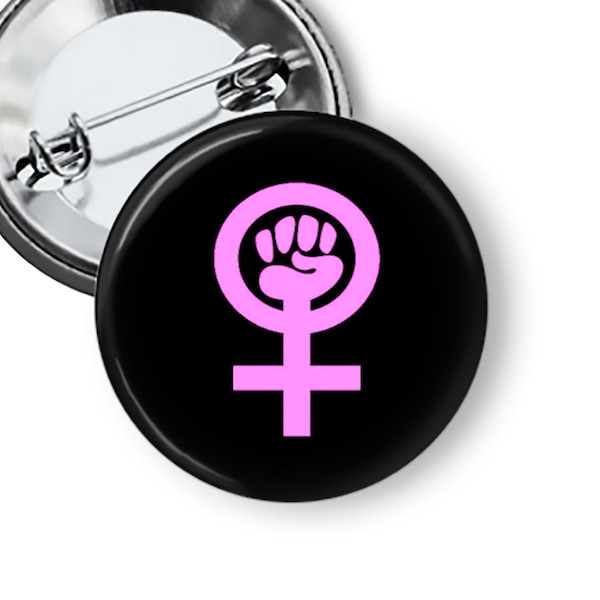 Feminist Pins Women’s Symbol with Fist Pinback Buttons B43