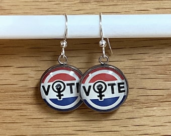Vote Earrings Support Voting Rights Women's Symbol Vote Dangle Earrings Volunteer Organizer and Activist Gifts