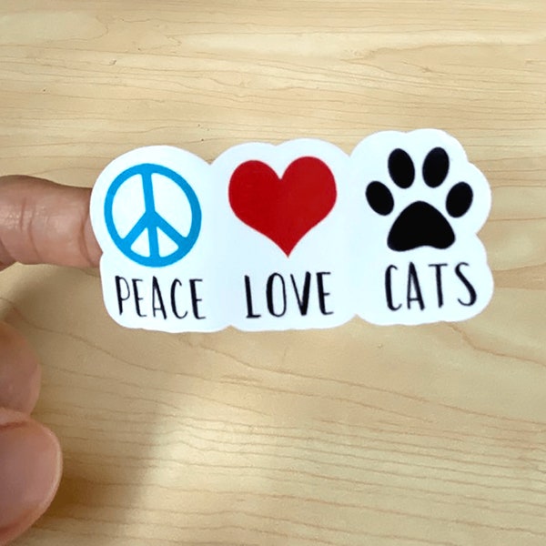 Peace Love Cats Sticker for Cat Lovers and Crazy Cat People Gift S60