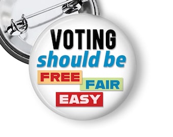 Voting Rights Pin Make Voting Free Fair Easy Pinback Buttons B121