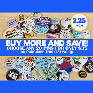 LGBTQ Gay Pride Pins: Feminist BLM Campaign Protest Buttons (2.25 Inch)