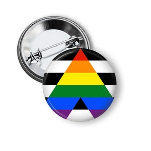 Gay Ally Pride Flag Pinback Button - LGBTQ Support Pins and Fridge Magnets B240