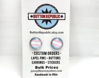 Trans Pride Earrings, Transgender Flag Stud Earrings, LGBTQ Pride Jewelry, Trans Flag Posts, Pride Month Accessories, Queer Jewelry