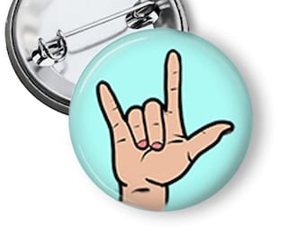 ASL I Love You American Sign Language Pins and Fridge Magnets B16