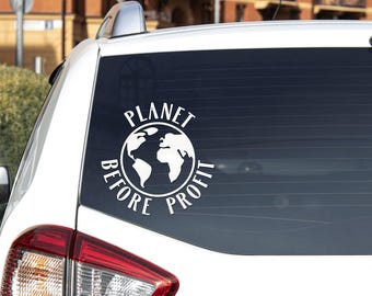 Planet Before Profit Car Decal, Save the Earth Car Window Decal, Environmental Vinyl Sticker, Earth Decal