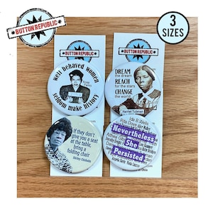 Black History Pins: Rosa Parks, Harriet Tubman, Shirley Chisholm (Set of 4)