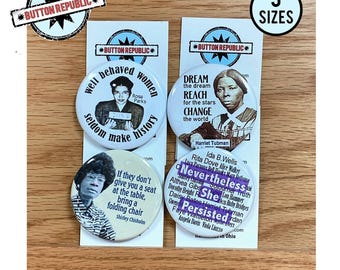 Black History Pins: Rosa Parks, Harriet Tubman, Shirley Chisholm (Set of 4)