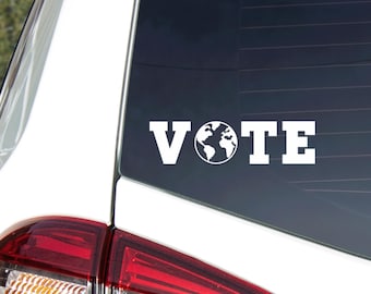 Vote Earth Car Window Decal,  Vote Sticker, Climate Change Vinyl Decal, Save the Planet