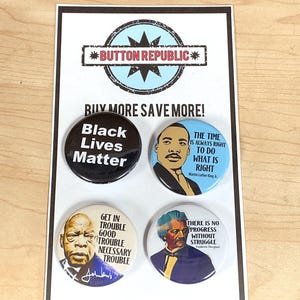 Black History Pinback Button Set: MLK, Douglass, BLM