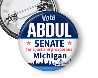 Abdul El Sayed Button,  Vote Abdul El Sayed, Senate 2026 Campaign Pin, Michigan Democrat Button