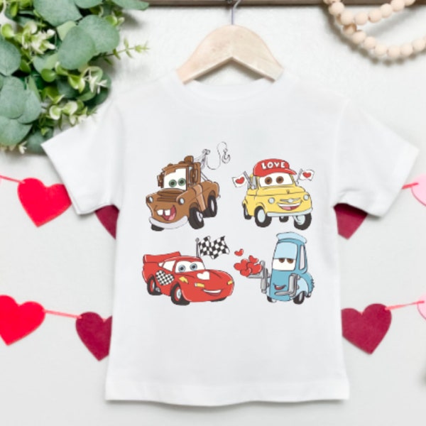 Cars Valentine shirt, Womens Valentines Day shirt, Valentine Matching tee, Lightning McQueen Holley Rod Raoul Shirt