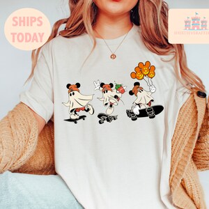 Mickey Ghost Spooky Season with Pumpkin Shirt, Cute Mickey Boo T-shirt, Disney Disneyland Halloween Party Gift, Mickey's Not So Scary