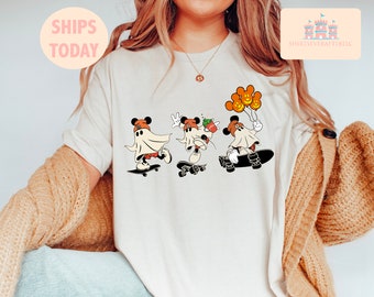 Mickey Ghost Spooky Season avec chemise citrouille, t-shirt mickey boo mignon, cadeau disney disneyland Halloween Party, Mickey’s Not So Scary