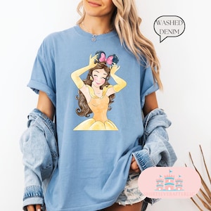 Belle20、ディズニーベルシャツ、ディズニーキャッスル、水彩画、ディズニープリンセスベルシャツ、ミニーマウスヘッドテーマ、ディズニーマッチング