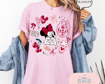 Camiseta retro de Minnie Mouse Comfort Color®, camiseta de viaje a Magic Kingdom, camiseta vintage de parque, camiseta de cumpleaños para niñas, camisetas de vacaciones de Disney