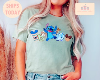 Disney Stitch Aquarell Shirt, Disney Aquarell Burg Shirt, Disney Trip Shirt, Disney Castle Shirt, Disney Urlaub T, Magic Kingdom Shirt