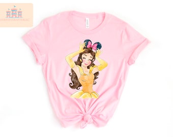Personnalisé Filles Beauty & the beast Belle-T-shirt à manches longues blanc Personnalisé Filles Beauty & the beast Belle-T-shirt à manches longues blanc