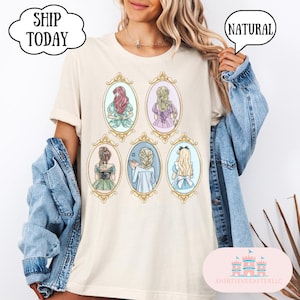 Disney Princess Belle, Tiana, Elsa, Anna, Jasmine, Ariel, Aurora, Rapunzel, Snow white, Merida, Cinderella, Mulan, Disney Minnie ears top