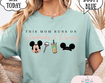 This mom runs on Disney tshirt , Disney Family and couple tshirt, Disney youth and toddler tshirt, Disney matching shirt, Disney snacks