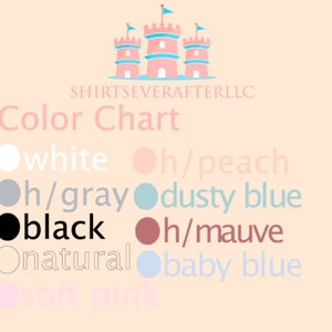 Puede incluir: Carta de colores con un gr&aacute;fico de castillo en la parte superior. La carta muestra 10 colores diferentes con sus nombres: blanco, h/melocot&oacute;n, h/gris, azul polvoriento, negro, h/malva, natural, azul beb&eacute; y rosa suave.